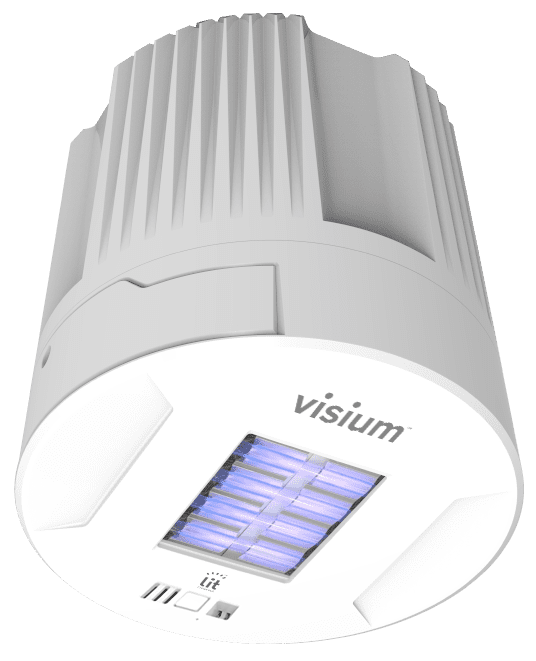 Visium appears as a sleek and sophisticated device designed for comprehensive indoor air quality analysis.