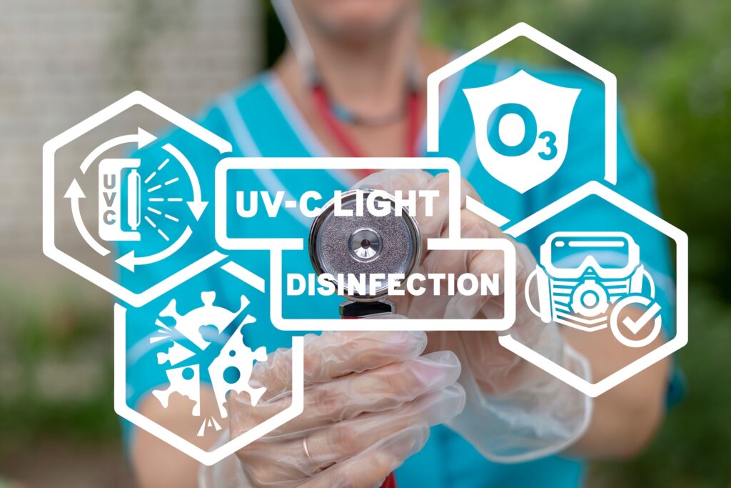 Medical concept of UV-C light disinfection.